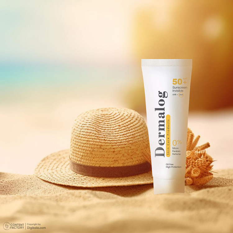 کرم ضد آفتاب بیرنگ صورت درمالوگ SPF 50 فاقد چربی مناسب برای انواع پوست حجم 50 میلیلیتر
